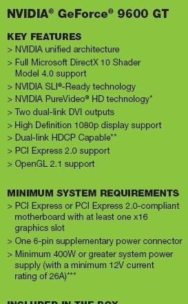 geforce 9600gt specs 01 - No Directx 10.1 per la GeForce 9600 GT