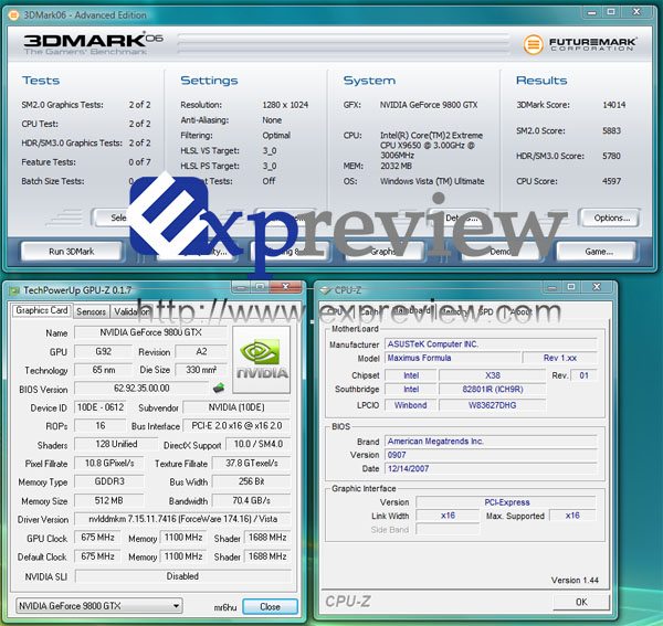 9800gtxscreen - Primi benchmarks per la GeForce 9800GTX