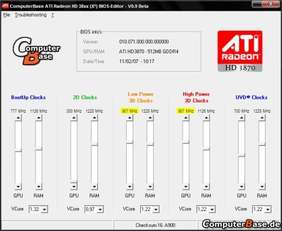 atibios - ATI BIOS Editor 0.9 Beta per ATI Radeon HD 3850/3870