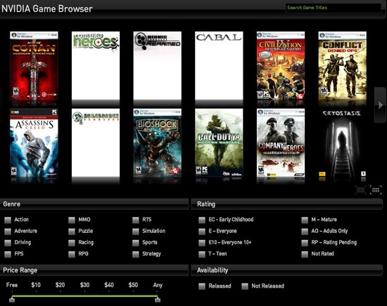 nvidia game browser 01 - NVIDIA lancia nZone Game Browser