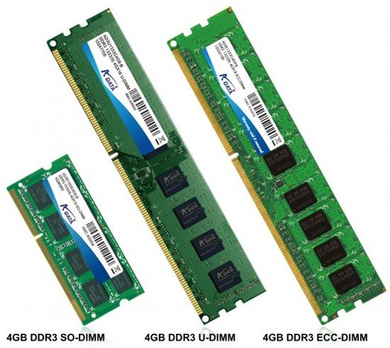 A Data 4GB DDR3 DIMM line up 01 - A-DATA presenta una nuova line-up di moduli DDR3