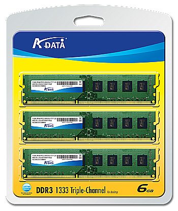 A Data  DDR3 1333  Triple 6GB 01 - Nuove memorie DDR3 Intel-certified da A-DATA