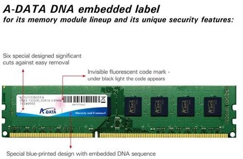 A Data DNA authentication label 01 - DNA authentication per i nuovi moduli Ram A-DATA