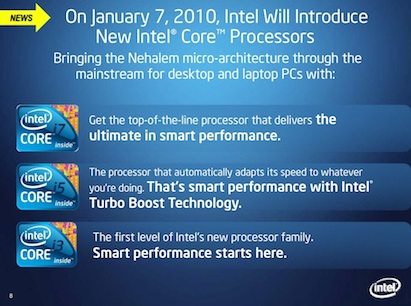 Intel Core i series roadmap - Intel: 17 nuovi processori attesi al CES 2010