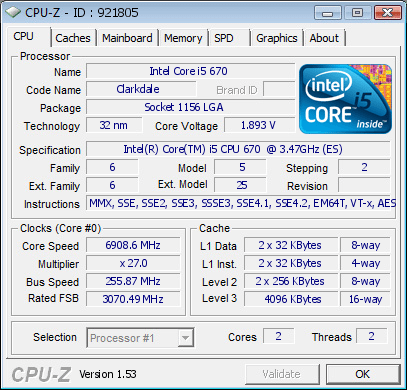 921805 - Core i5 670 tocca il muro dei 6.9GHz