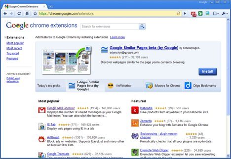 google chrome extension - Google Chrome 4.0: uno sguardo alle estensioni e prestazioni