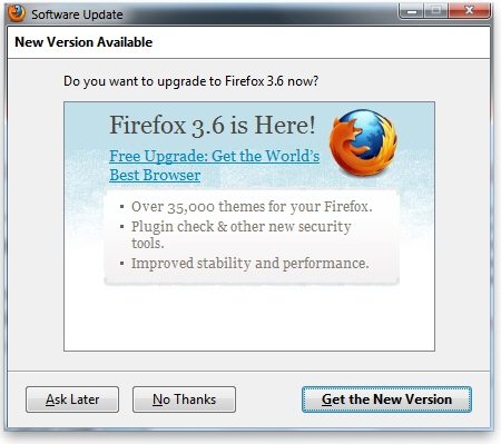 Mozilla Firefox 3.6 update 01 - Firefox 3/3.5 si aggiorna alla versione 3.6