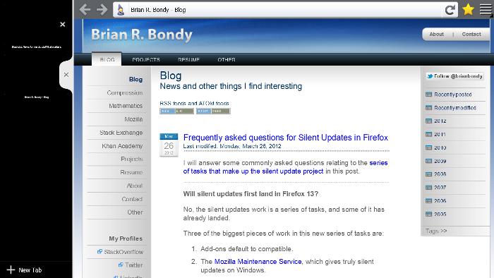 metro sidebar - Mozilla Firefox: presto con interfaccia Metro?