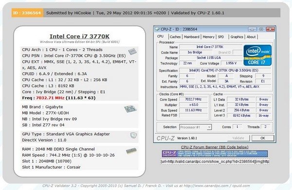 overclock 3770 - Overclock a 7.03GHz per il processore Intel Ivy Bridge 3770K