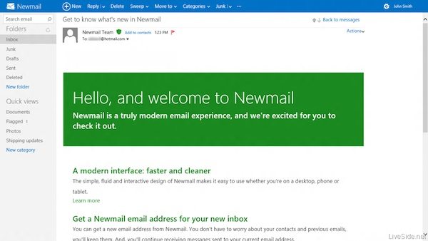 Newmail Message - Hotmail: nuova interfaccia e cambio del nome all'orizzonte?