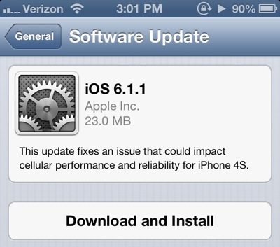 611update - Apple rilascia iOS 6.1.1: risolti i problemi con iPhone 4S?